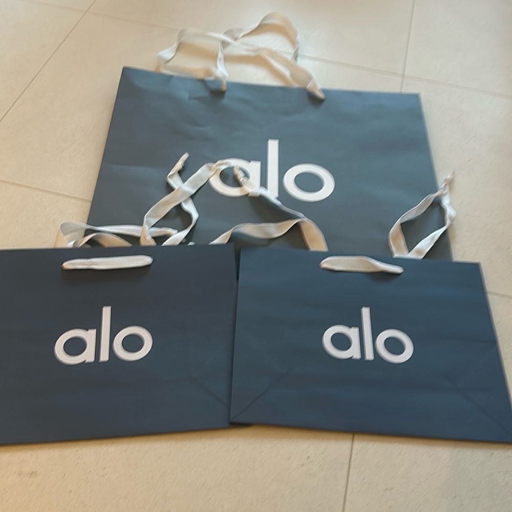 ALO Yoga Navy Blue Logo Tote Bags (Set of 3)